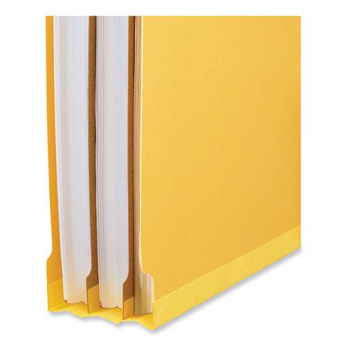 Deluxe Six-Section Pressboard End Tab Classification Folders, 2 Dividers, 6 Fasteners, Letter Size, Yellow, 10/Box. Picture 4