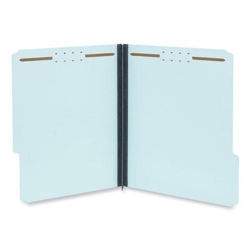 Top Tab Classification Folders, 2" Expansion, 2 Fasteners, Letter Size, Light Blue Exterior, 25/Box. Picture 1