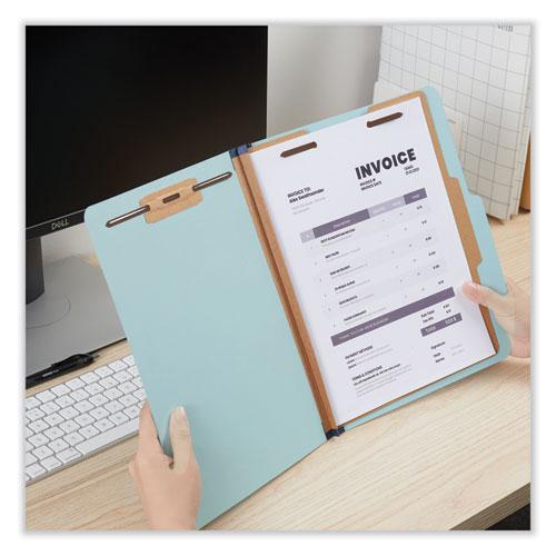 Four-Section Pressboard Classification Folders, 1.75" Expansion, 1 Divider, 4 Fasteners, Letter Size, Light Blue, 20/Box. Picture 3