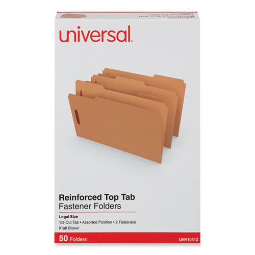 Reinforced Top Tab Fastener Folders, 0.75" Expansion, 2 Fasteners, Legal Size, Brown Kraft Exterior, 50/Box. Picture 2