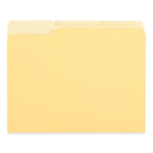 Deluxe Colored Top Tab File Folders, 1/3-Cut Tabs: Assorted, Letter Size, Yellow/Light Yellow, 100/Box. Picture 3