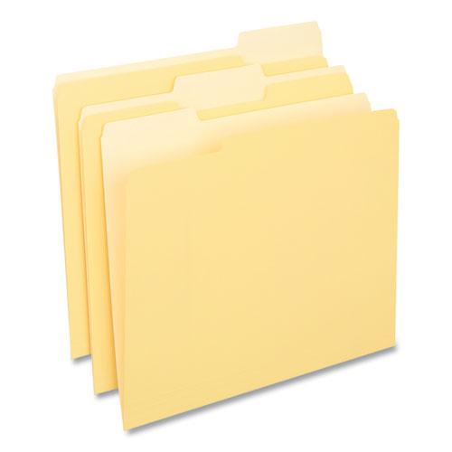 Deluxe Colored Top Tab File Folders, 1/3-Cut Tabs: Assorted, Letter Size, Yellow/Light Yellow, 100/Box. Picture 1