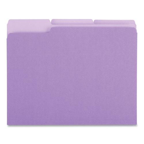 Deluxe Colored Top Tab File Folders, 1/3-Cut Tabs: Assorted, Letter Size, Violet/Light Violet, 100/Box. Picture 3