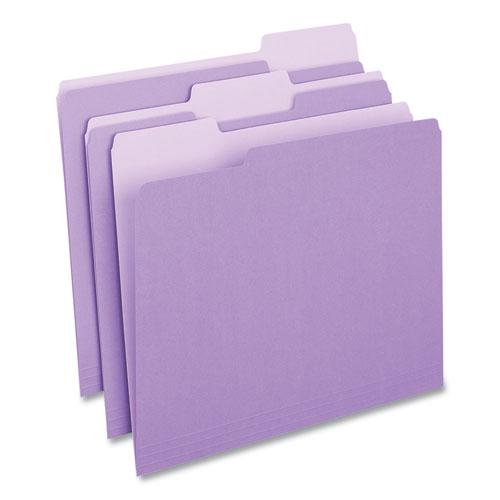 Deluxe Colored Top Tab File Folders, 1/3-Cut Tabs: Assorted, Letter Size, Violet/Light Violet, 100/Box. Picture 1