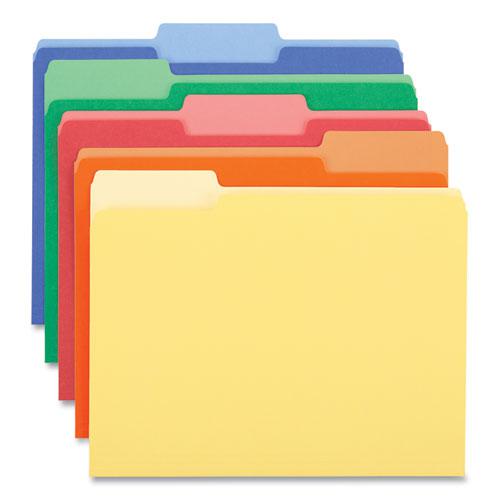 Deluxe Colored Top Tab File Folders, 1/3-Cut Tabs: Assorted, Letter Size, Assorted Colors, 100/Box. Picture 3