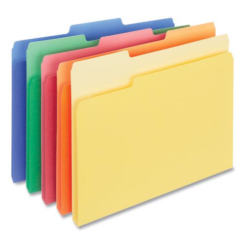 Deluxe Colored Top Tab File Folders, 1/3-Cut Tabs: Assorted, Letter Size, Assorted Colors, 100/Box. Picture 1