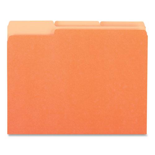 Deluxe Colored Top Tab File Folders, 1/3-Cut Tabs: Assorted, Letter Size, Orange/Light Orange, 100/Box. Picture 2