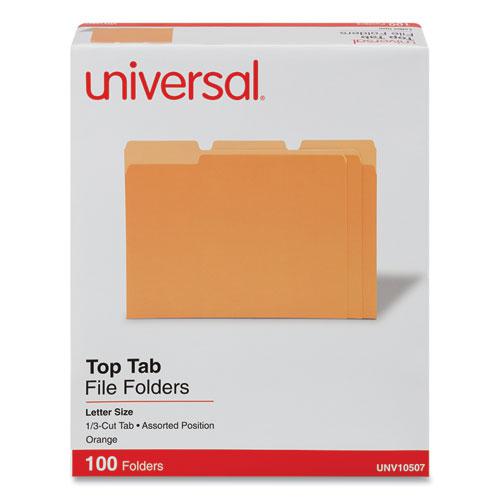 Deluxe Colored Top Tab File Folders, 1/3-Cut Tabs: Assorted, Letter Size, Orange/Light Orange, 100/Box. Picture 1