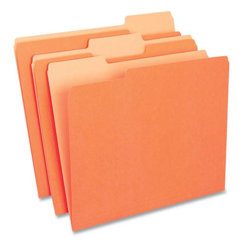 Deluxe Colored Top Tab File Folders, 1/3-Cut Tabs: Assorted, Letter Size, Orange/Light Orange, 100/Box. Picture 3