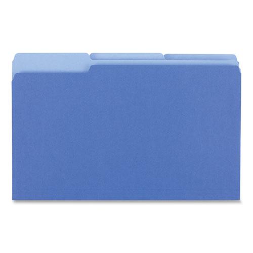 Deluxe Colored Top Tab File Folders, 1/3-Cut Tabs: Assorted, Legal Size, Blue/Light Blue, 100/Box. Picture 3