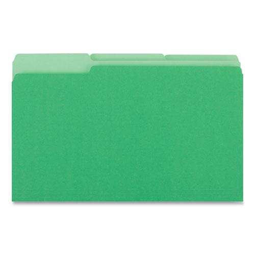 Deluxe Colored Top Tab File Folders, 1/3-Cut Tabs: Assorted, Legal Size, Bright Green/Light Green, 100/Box. Picture 4