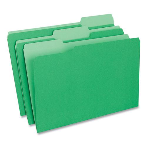 Deluxe Colored Top Tab File Folders, 1/3-Cut Tabs: Assorted, Legal Size, Bright Green/Light Green, 100/Box. Picture 1