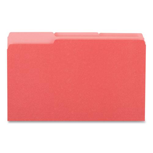Deluxe Colored Top Tab File Folders, 1/3-Cut Tabs: Assorted, Legal Size, Red/Light Red, 100/Box. Picture 4