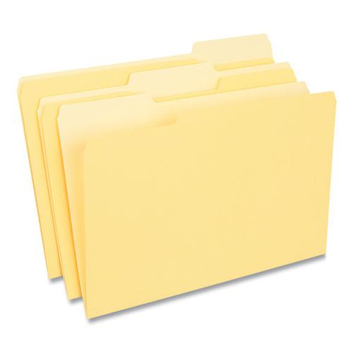 Deluxe Colored Top Tab File Folders, 1/3-Cut Tabs: Assorted, Legal Size, Yellow/Light Yellow, 100/Box. Picture 1