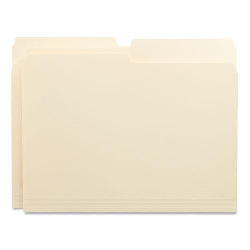 Top Tab File Folders, 1/2-Cut Tabs: Assorted, Letter Size, 0.75" Expansion, Manila, 100/Box. Picture 1