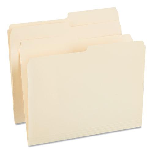Top Tab File Folders, 1/2-Cut Tabs: Assorted, Letter Size, 0.75" Expansion, Manila, 100/Box. Picture 3