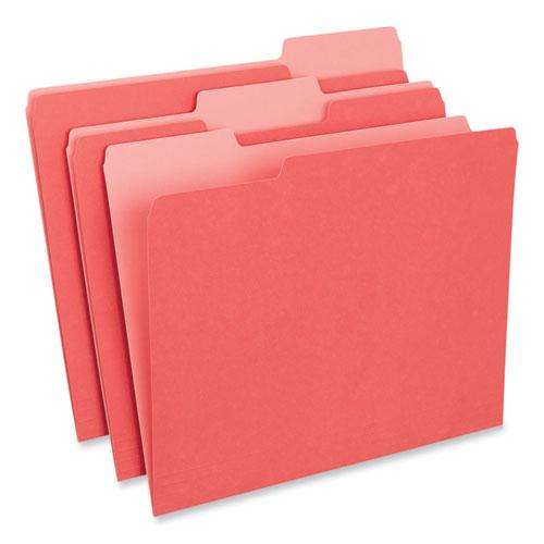 Interior File Folders, 1/3-Cut Tabs: Assorted, Letter Size, 11-pt Stock, Red, 100/Box. Picture 1