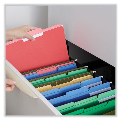 Interior File Folders, 1/3-Cut Tabs: Assorted, Letter Size, 11-pt Stock, Red, 100/Box. Picture 4