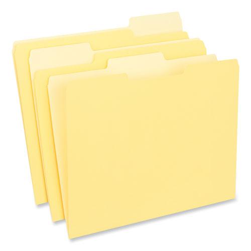 Interior File Folders, 1/3-Cut Tabs: Assorted, Letter Size, 11-pt Stock, Yellow, 100/Box. Picture 1