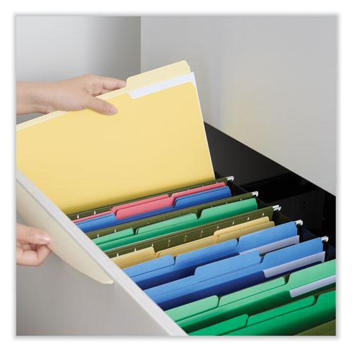 Interior File Folders, 1/3-Cut Tabs: Assorted, Letter Size, 11-pt Stock, Yellow, 100/Box. Picture 4