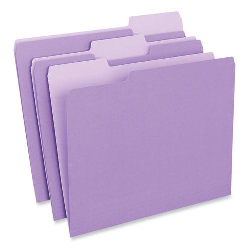 Interior File Folders, 1/3-Cut Tabs: Assorted, Letter Size, 11-pt Stock, Violet, 100/Box. Picture 1