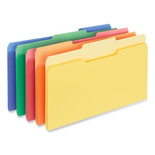 Interior File Folders, 1/3-Cut Tabs: Assorted, Letter Size, 11-pt Stock, Assorted Colors, 100/Box. Picture 1