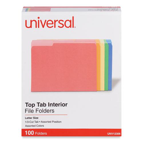 Interior File Folders, 1/3-Cut Tabs: Assorted, Letter Size, 11-pt Stock, Assorted Colors, 100/Box. Picture 2
