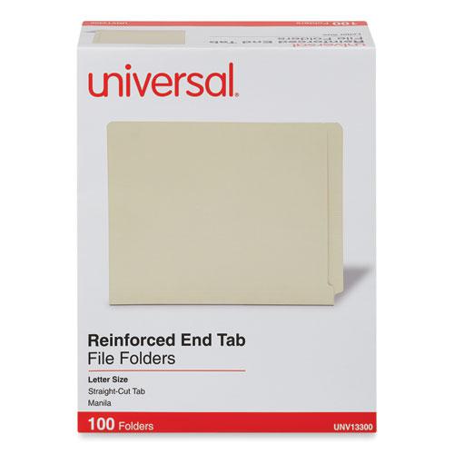 Deluxe Reinforced End Tab Folders, 9" High Front, Straight Tabs, Letter Size, 0.75" Expansion, Manila, 100/Box. Picture 2