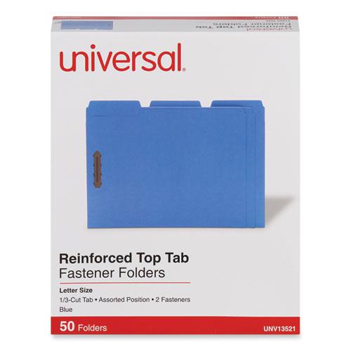 Deluxe Reinforced Top Tab Fastener Folders, 0.75" Expansion, 2 Fasteners, Letter Size, Blue Exterior, 50/Box. Picture 1