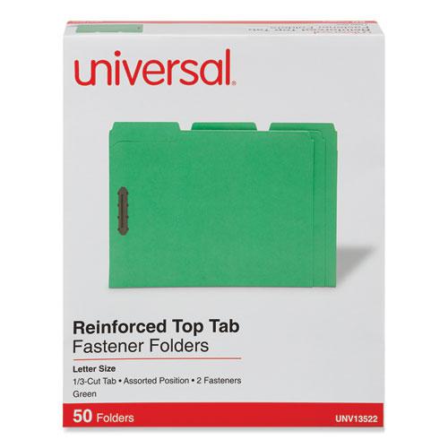 Deluxe Reinforced Top Tab Fastener Folders, 0.75" Expansion, 2 Fasteners, Letter Size, Green Exterior, 50/Box. Picture 1