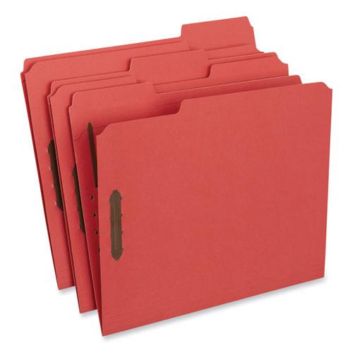 Deluxe Reinforced Top Tab Fastener Folders, 0.75" Expansion, 2 Fasteners, Letter Size, Red Exterior, 50/Box. Picture 1