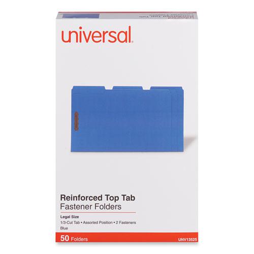 Deluxe Reinforced Top Tab Fastener Folders, 0.75" Expansion, 2 Fasteners, Legal Size, Blue Exterior, 50/Box. Picture 1