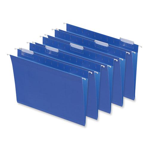 Deluxe Bright Color Hanging File Folders, Letter Size, 1/5-Cut Tabs, Blue, 25/Box. Picture 1