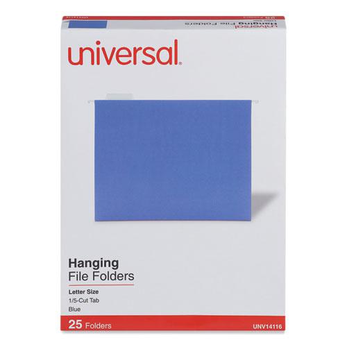 Deluxe Bright Color Hanging File Folders, Letter Size, 1/5-Cut Tabs, Blue, 25/Box. Picture 2