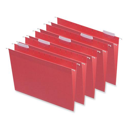 Deluxe Bright Color Hanging File Folders, Letter Size, 1/5-Cut Tabs, Red, 25/Box. Picture 1