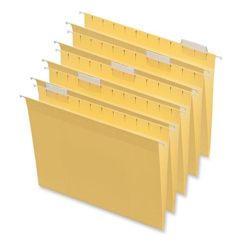 Deluxe Bright Color Hanging File Folders, Letter Size, 1/5-Cut Tabs, Yellow, 25/Box. Picture 1