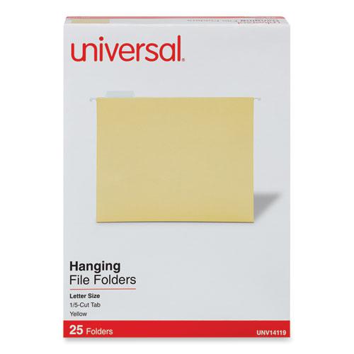 Deluxe Bright Color Hanging File Folders, Letter Size, 1/5-Cut Tabs, Yellow, 25/Box. Picture 2