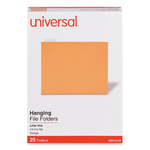 Deluxe Bright Color Hanging File Folders, Letter Size, 1/5-Cut Tabs, Orange, 25/Box. Picture 1