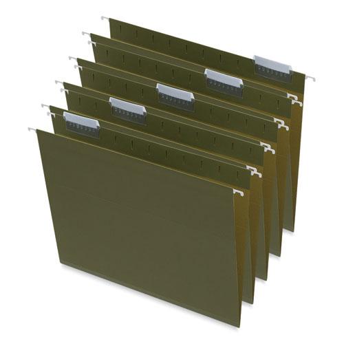 Box Bottom Hanging File Folders, 1" Capacity, Letter Size, 1/5-Cut Tabs, Standard Green, 25/Box. Picture 1