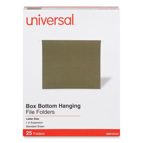 Box Bottom Hanging File Folders, 1" Capacity, Letter Size, 1/5-Cut Tabs, Standard Green, 25/Box. Picture 2
