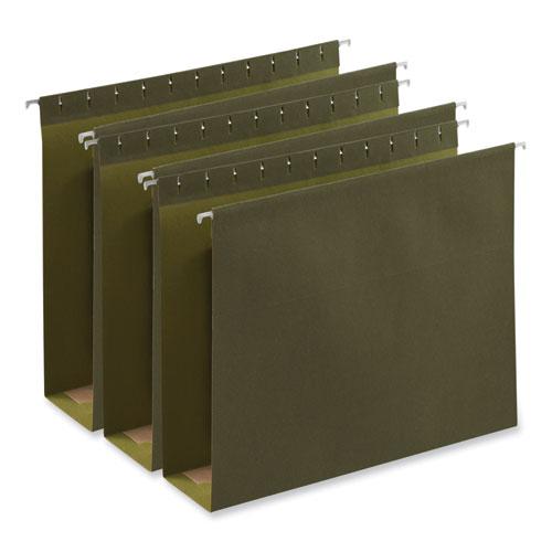 Box Bottom Hanging File Folders, 3" Capacity, Letter Size, 1/5-Cut Tabs, Standard Green, 25/Box. Picture 1