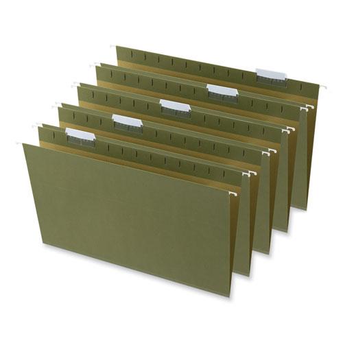 Box Bottom Hanging File Folders, 1" Capacity, Legal Size, 1/5-Cut Tabs, Standard Green, 25/Box. Picture 1