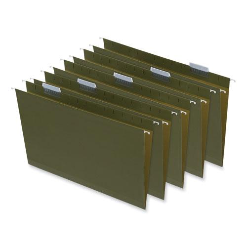 Box Bottom Hanging File Folders, 2" Capacity, Legal Size, 1/5-Cut Tabs, Standard Green, 25/Box. Picture 1