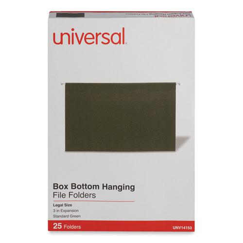 Box Bottom Hanging File Folders, 3" Capacity, Legal Size, 1/5-Cut Tabs, Standard Green, 25/Box. Picture 2