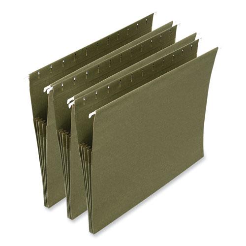 Hanging Box Bottom File Pockets, 1 Section, 3.5" Capacity, Letter Size, Standard Green, 10/Box. Picture 1