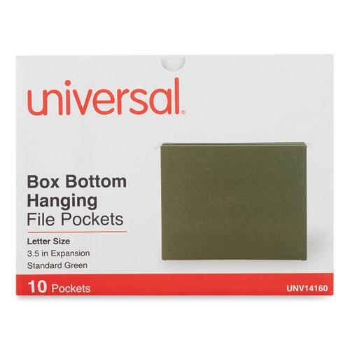 Hanging Box Bottom File Pockets, 1 Section, 3.5" Capacity, Letter Size, Standard Green, 10/Box. Picture 2