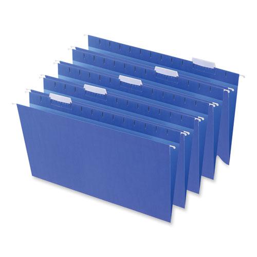 Deluxe Bright Color Hanging File Folders, Legal Size, 1/5-Cut Tabs, Blue, 25/Box. Picture 1