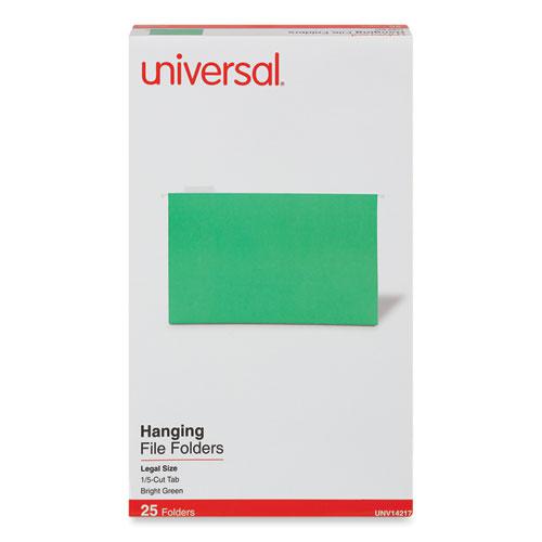 Deluxe Bright Color Hanging File Folders, Legal Size, 1/5-Cut Tabs, Bright Green, 25/Box. Picture 2