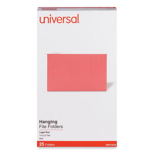 Deluxe Bright Color Hanging File Folders, Legal Size, 1/5-Cut Tabs, Red, 25/Box. Picture 1