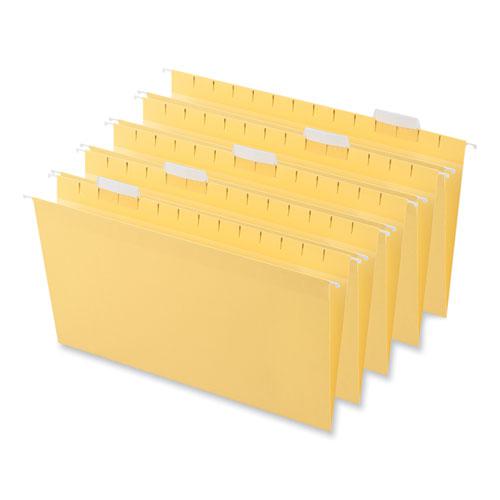 Deluxe Bright Color Hanging File Folders, Legal Size, 1/5-Cut Tabs, Yellow, 25/Box. Picture 1